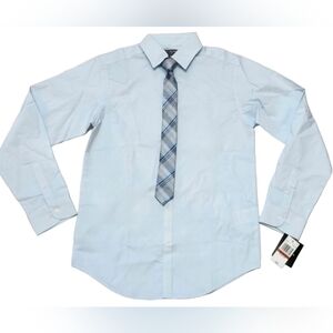 Van Heusen Flex Big Boys Button Down Collar Dress Shirt & Tie Size M 10/12 - New